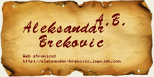Aleksandar Breković vizit kartica
